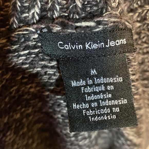 CALVIN KLEIN JEANS CARDIGAN SWEATER BLACK WHITE Flecks ONE Button Size … - Picture 3 of 14